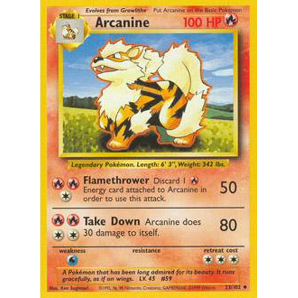 Uncommon Pokemon Card Light Play Arcanine 23/102 Base Set Unlimited